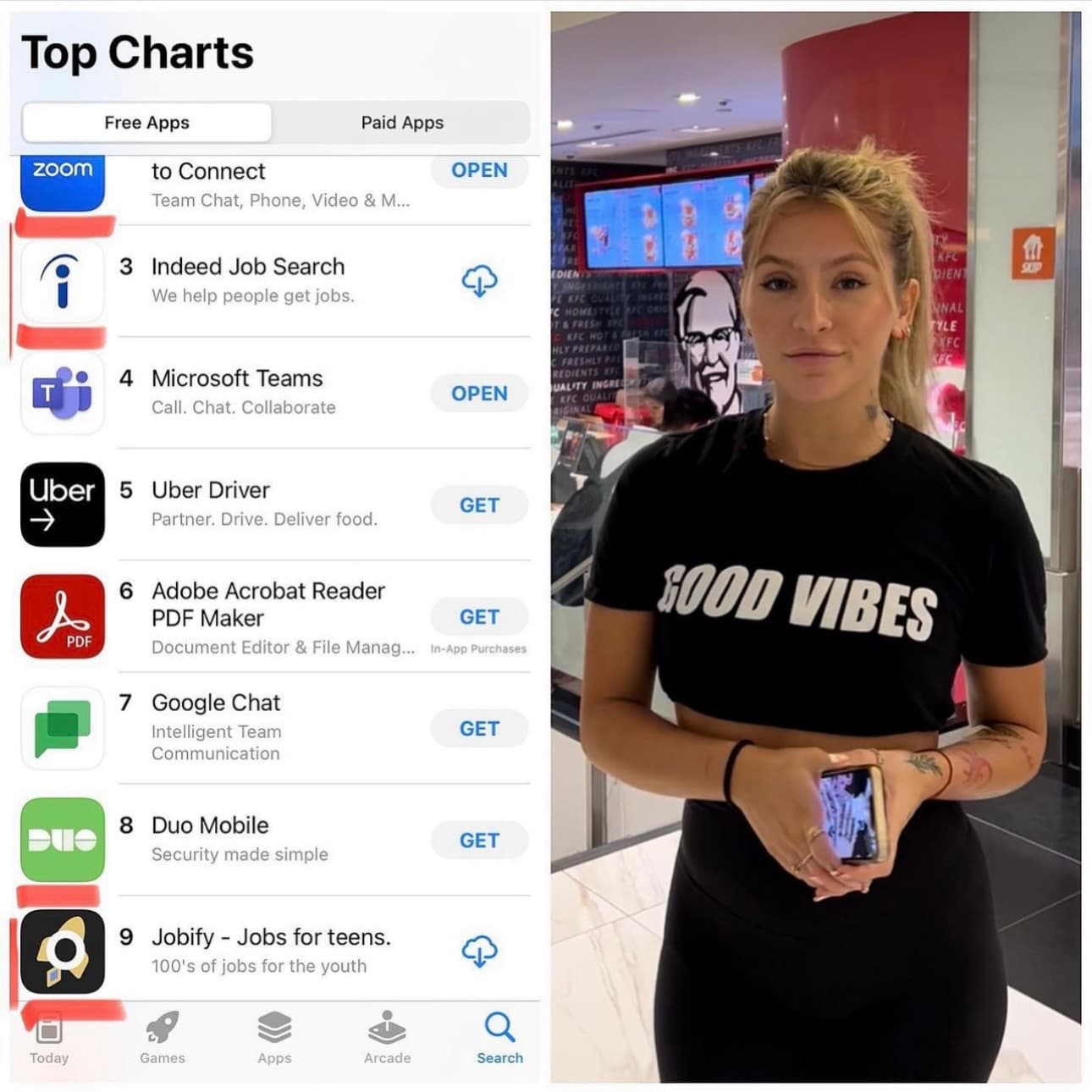 Jobify at number nine in the App Store top charts